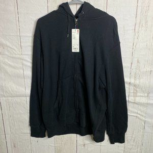Uniqlo Mens Hoodie Zip Up Black Pockets 2XL NWT